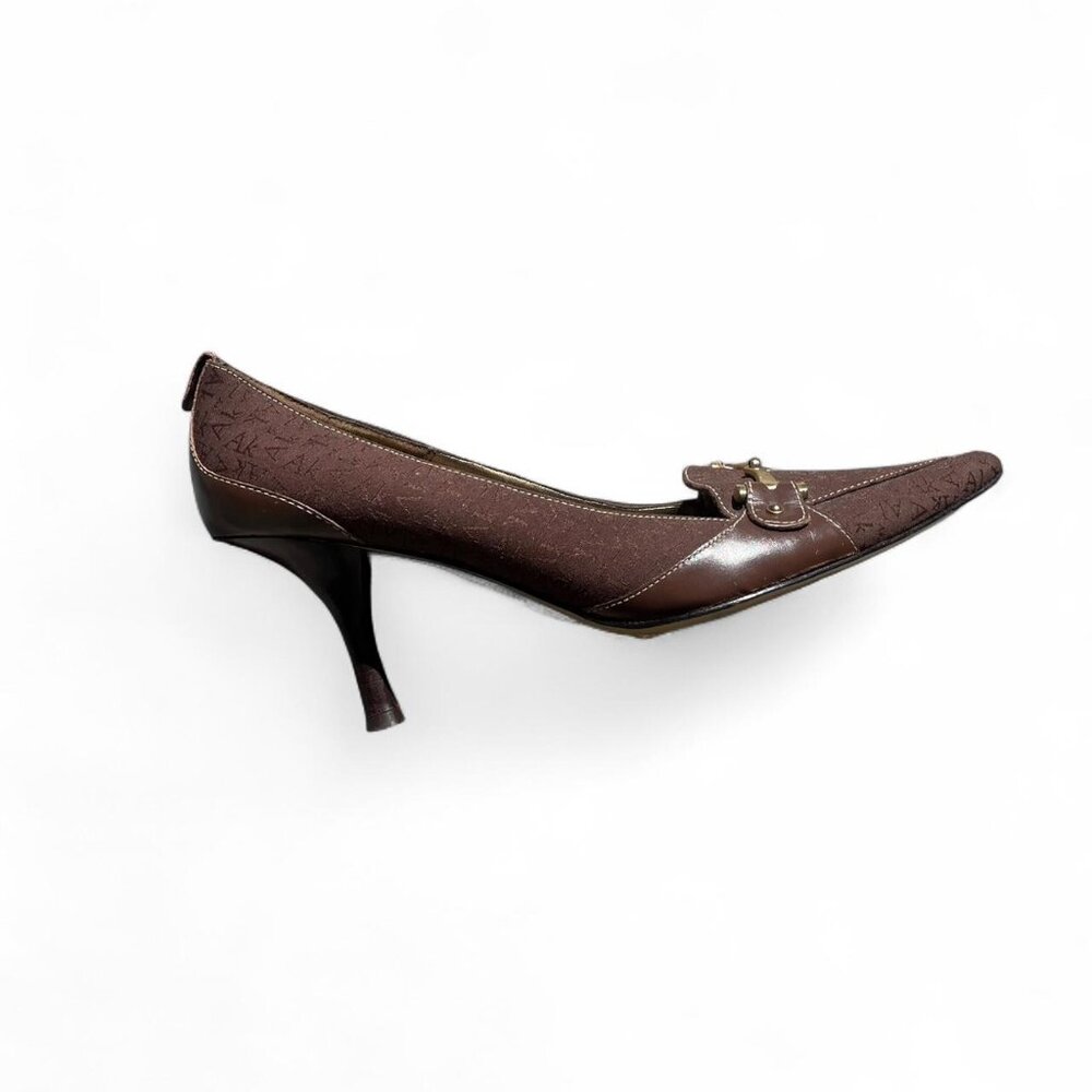Anne Klein Size 9 Kitten Stilettos - Chocolate Brown and Light Gold
